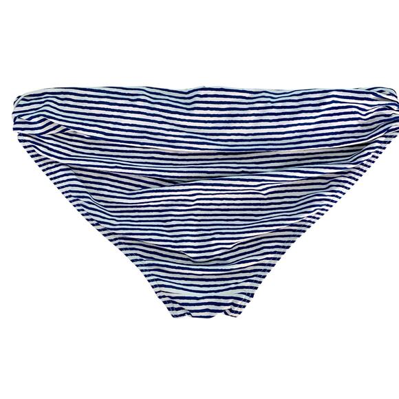 NWT Ralph Lauren Foldover Bikini Bottom in Blue and White Stripes Size 16 - Picture 2 of 3
